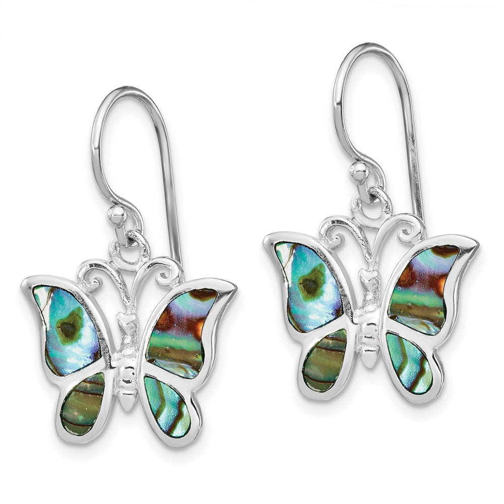 Sterlingsilber Rhodiniert Abalone Schmetterling Ohrhänger
