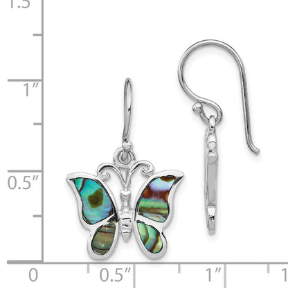 Sterlingsilber Rhodiniert Abalone Schmetterling Ohrhänger