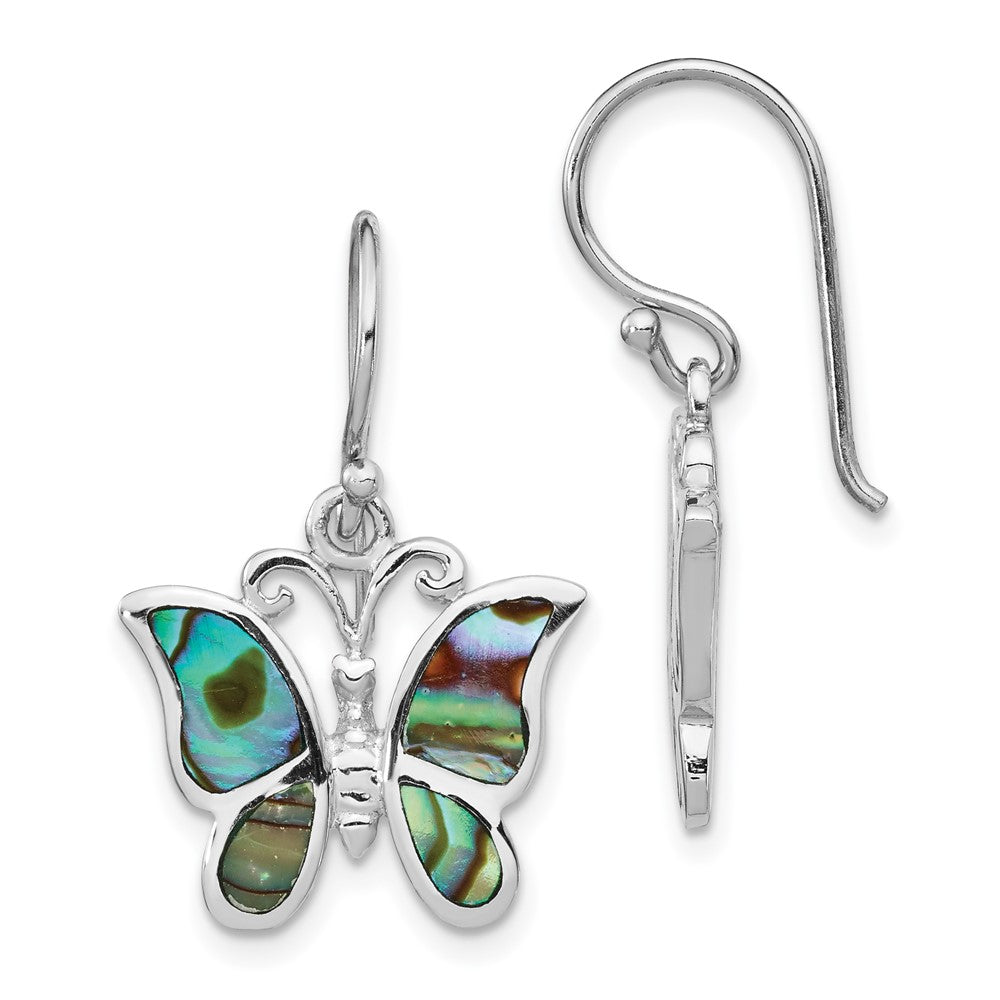 Sterlingsilber Rhodiniert Abalone Schmetterling Ohrhänger