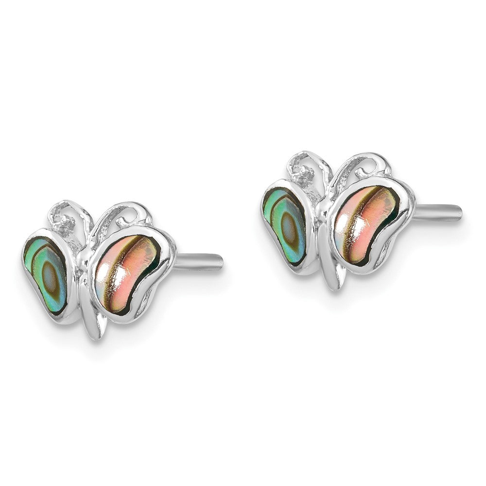Sterlingsilber Rhodiniert Abalone Perle Schmetterling Ohrstecker