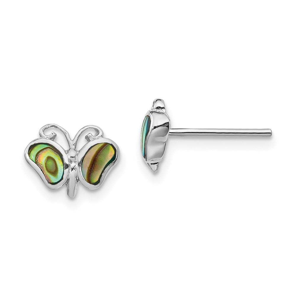 Sterlingsilber Rhodiniert Abalone Perle Schmetterling Ohrstecker