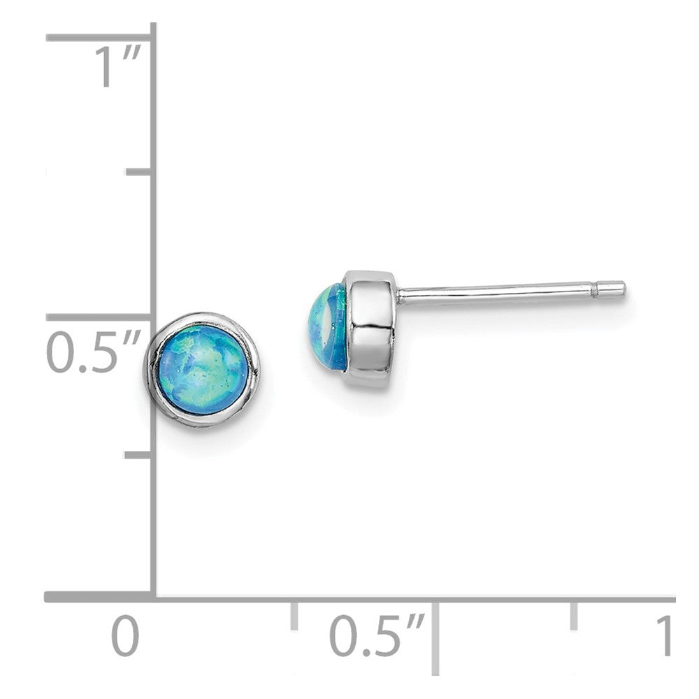 Sterlingsilber Rhodiniert Poliert 5mm Erzeugt Opal Rund Ohrstecker