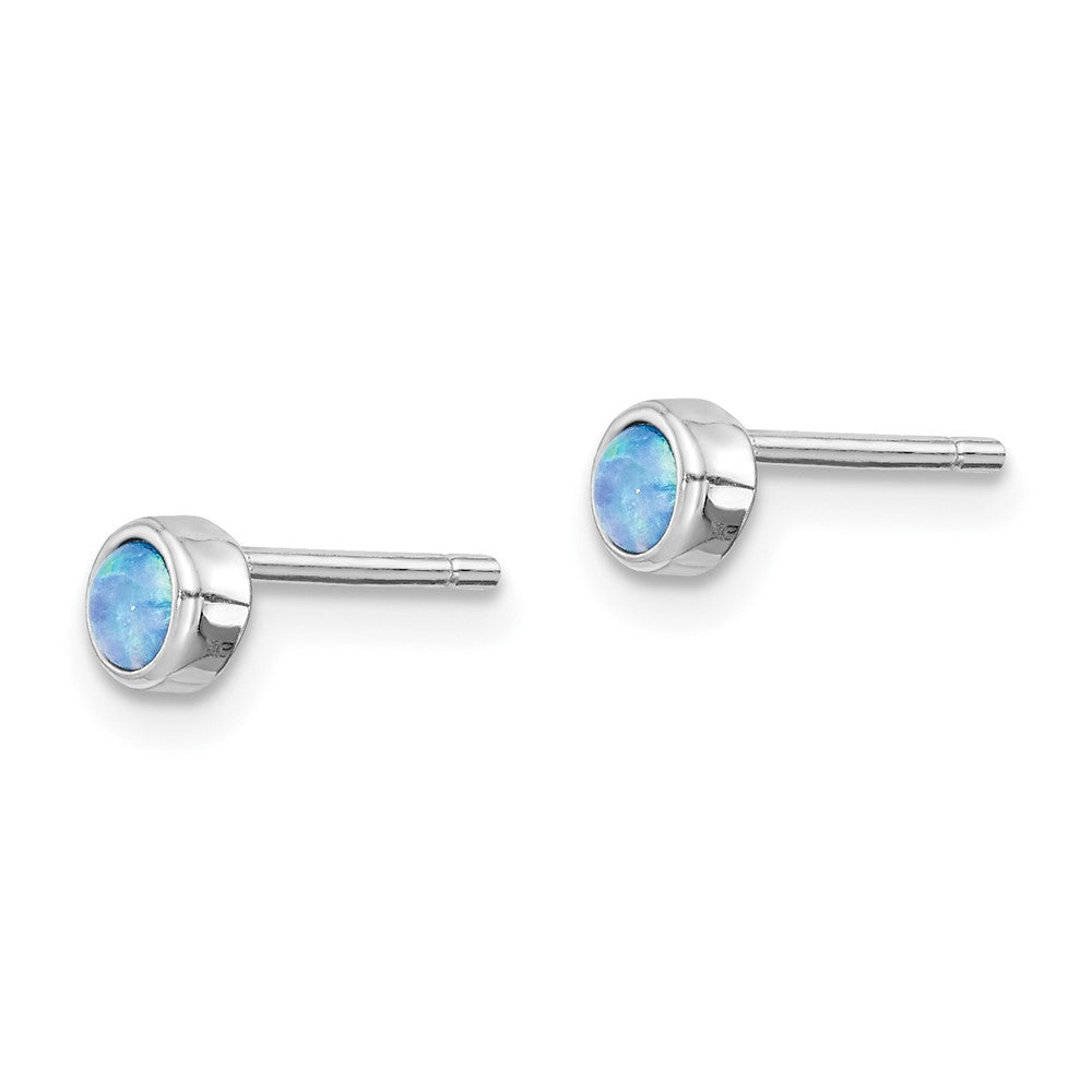 Sterlingsilber Rhodiniert Poliert 4mm Erzeugt Opal Rund Ohrstecker