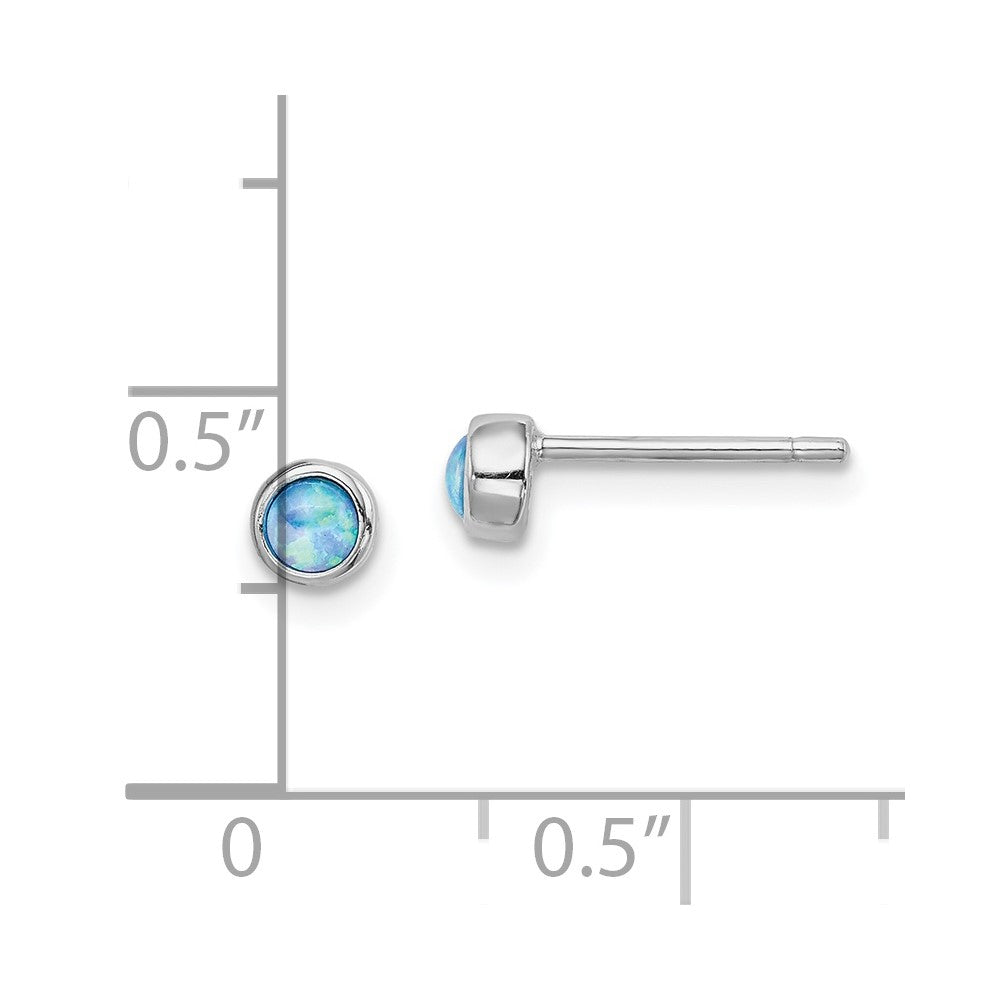Sterlingsilber Rhodiniert Poliert 4mm Erzeugt Opal Rund Ohrstecker