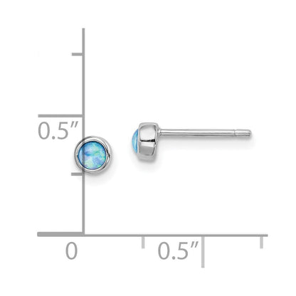 Sterlingsilber Rhodiniert Poliert 4mm Erzeugt Opal Rund Ohrstecker