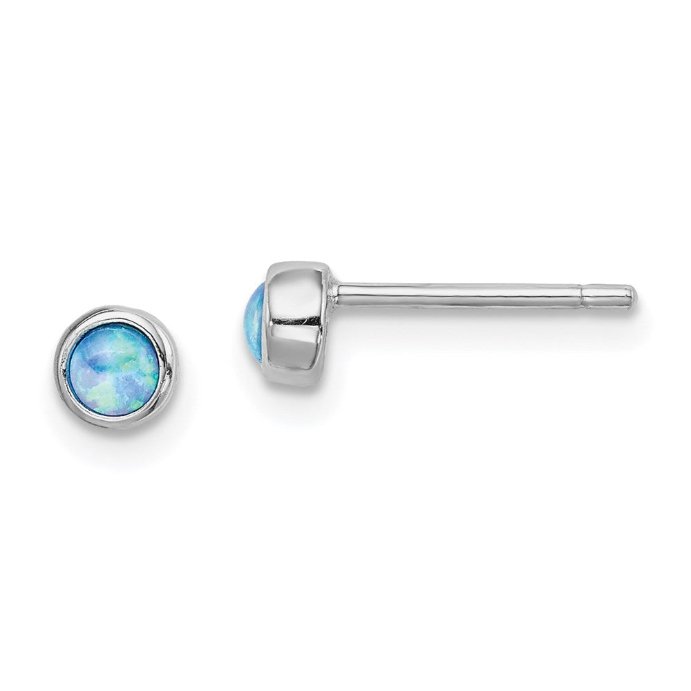 Sterlingsilber Rhodiniert Poliert 4mm Erzeugt Opal Rund Ohrstecker