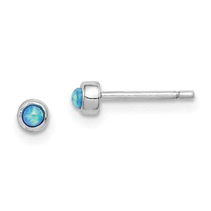 Sterlingsilber Rhodiniert Poliert 3mm Erzeugt Opal Rund Ohrstecker