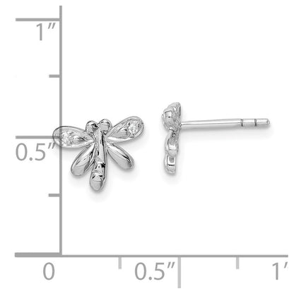 Sterlingsilber Rhodiniert Poliert Zirkonia Libelle Kinder Ohrstecker