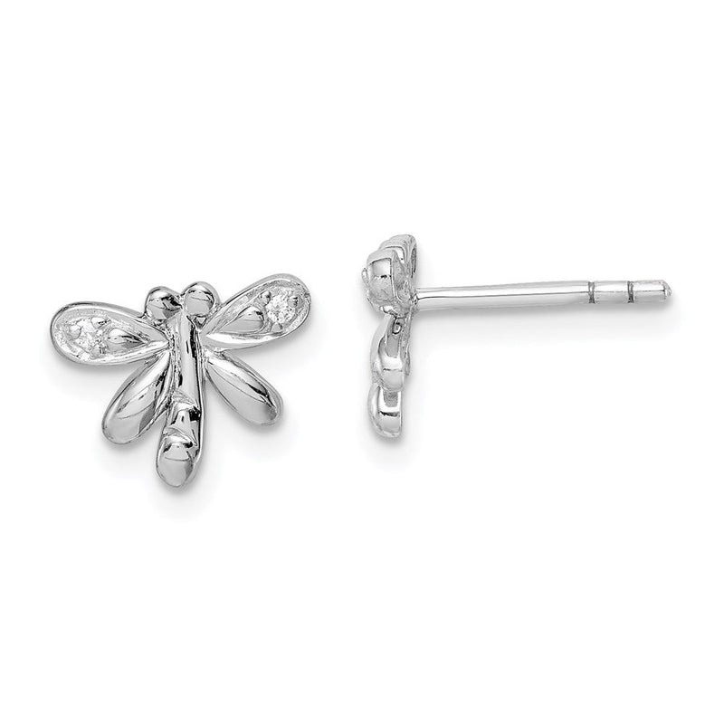 Sterlingsilber Rhodiniert Poliert Zirkonia Libelle Kinder Ohrstecker