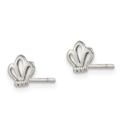 Sterlingsilber Poliert & Gekugelt Tiara Kinder Ohrstecker