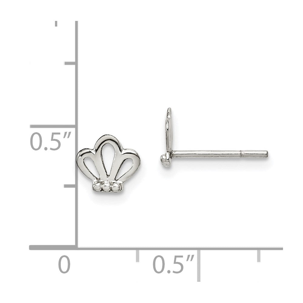 Sterlingsilber Poliert & Gekugelt Tiara Kinder Ohrstecker