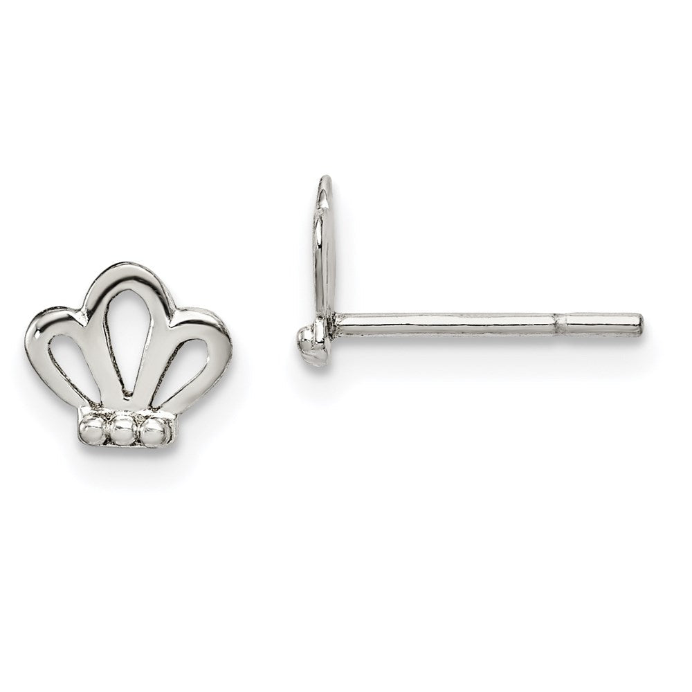 Sterlingsilber Poliert & Gekugelt Tiara Kinder Ohrstecker
