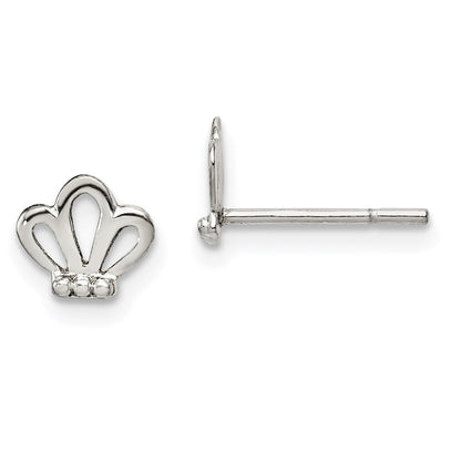 Sterlingsilber Poliert & Gekugelt Tiara Kinder Ohrstecker