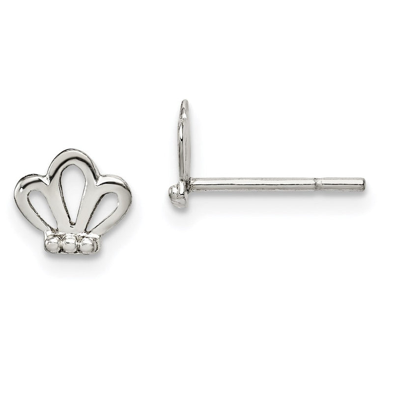 Sterlingsilber Poliert & Gekugelt Tiara Kinder Ohrstecker