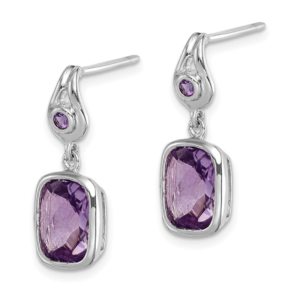 Sterlingsilber Rhodiniert Schachbrett Amethyst Ohrhänger