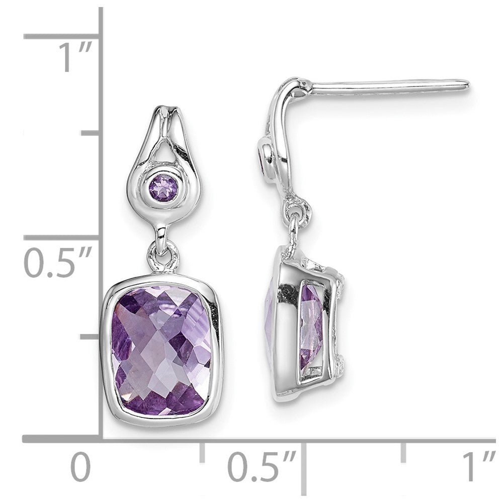 Sterlingsilber Rhodiniert Schachbrett Amethyst Ohrhänger