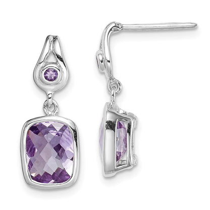 Sterlingsilber Rhodiniert Schachbrett Amethyst Ohrhänger