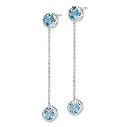 Sterlingsilber Rhodiniert Blautopas Kette Stecker Ohrhänger