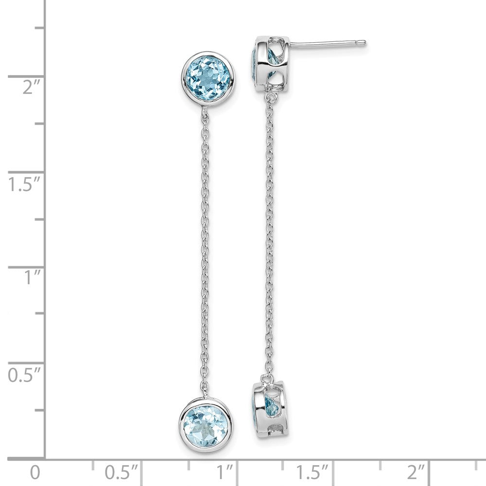 Sterlingsilber Rhodiniert Blautopas Kette Stecker Ohrhänger