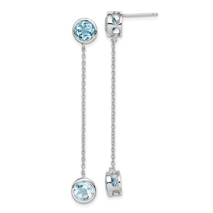Sterlingsilber Rhodiniert Blautopas Kette Stecker Ohrhänger