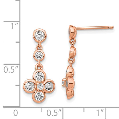 Sterlingsilber Roséfarben Poliert Zirkonia Stecker Ohrhänger