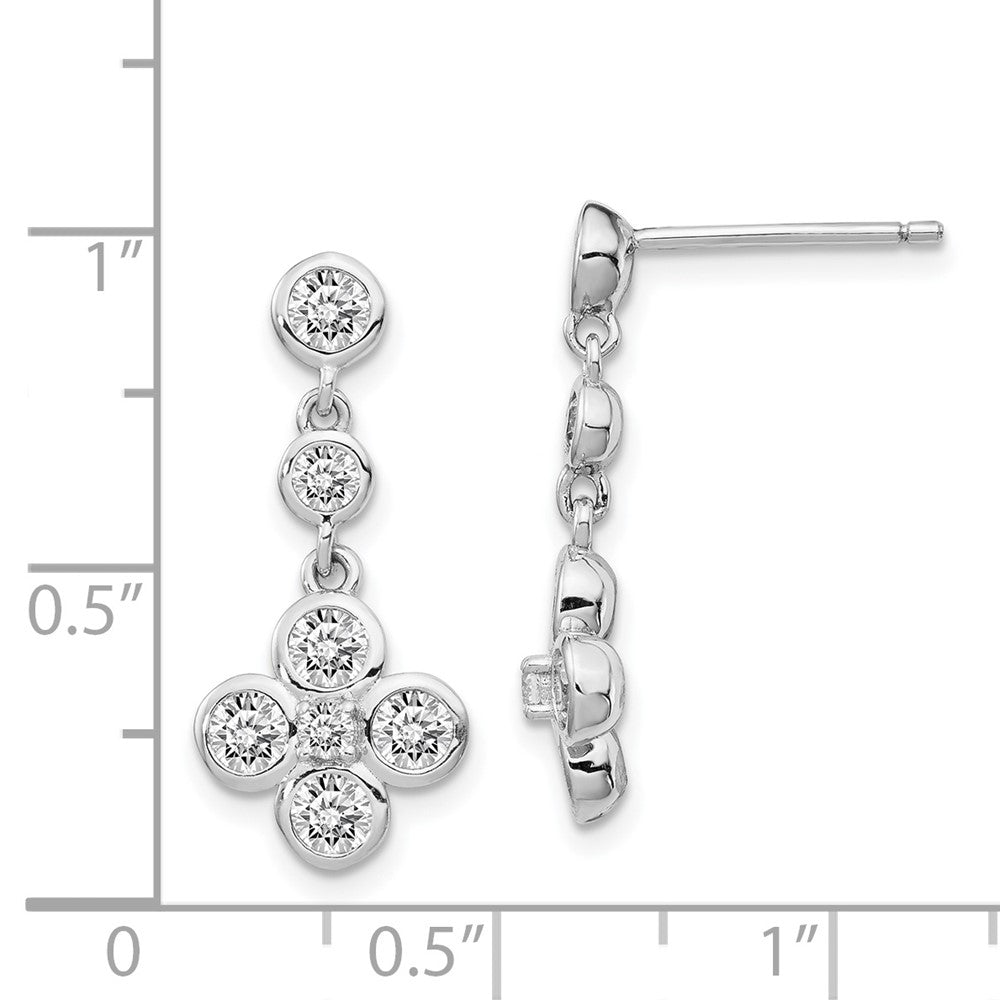Sterlingsilber Rhodiniert Poliert Zirkonia Stecker Ohrhänger