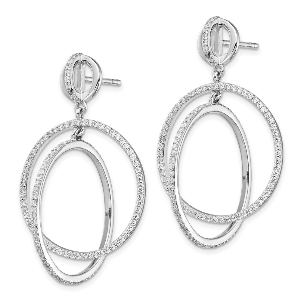 Sterlingsilber Rhodiniert Zirkonia Kreise Hängend Ohrstecker