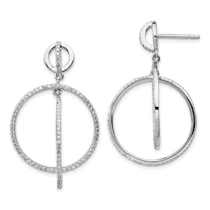 Sterlingsilber Rhodiniert Zirkonia Kreise Hängend Ohrstecker
