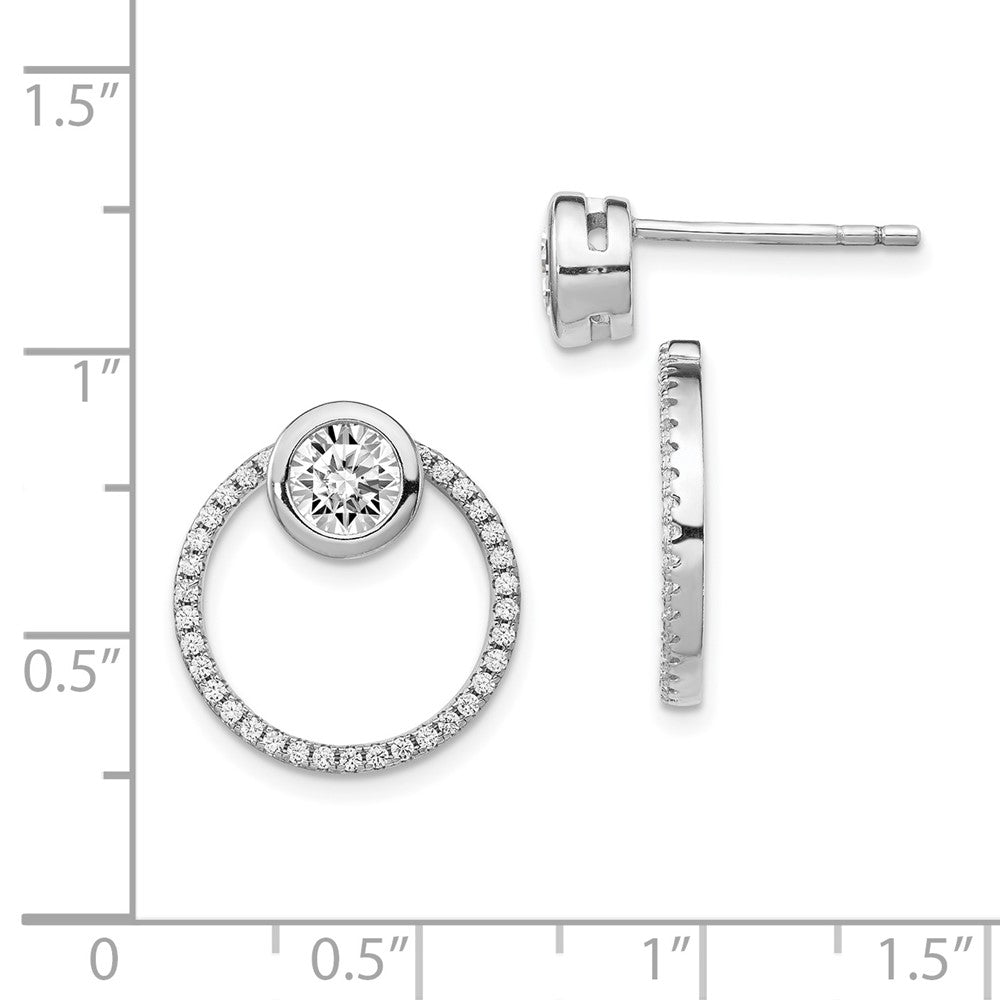 Sterlingsilber Rhodiniert Zirkonia Kreis Hängend Jacken mit Ohrstecker