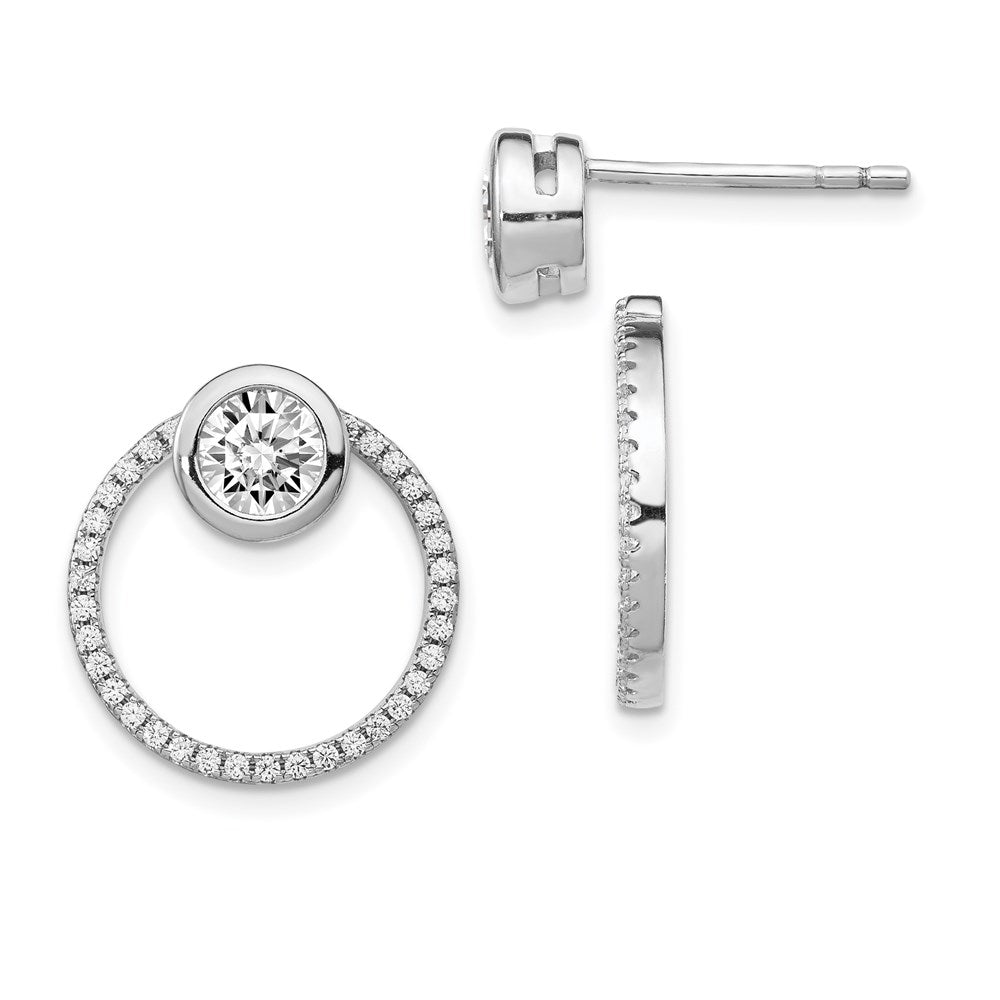 Sterlingsilber Rhodiniert Zirkonia Kreis Hängend Jacken mit Ohrstecker