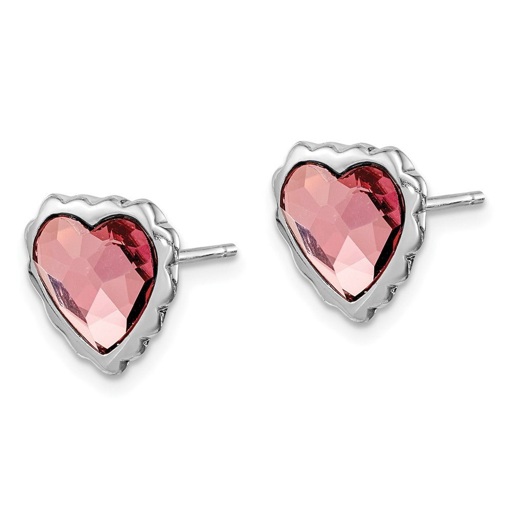 Sterlingsilber Rhodiniert Rosa Kristall Herz Ohrstecker