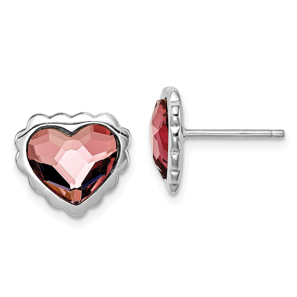 Sterlingsilber Rhodiniert Rosa Kristall Herz Ohrstecker