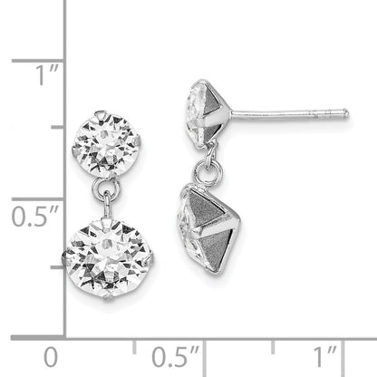 Sterlingsilber Rhodiniert Kristall Hängend Ohrstecker