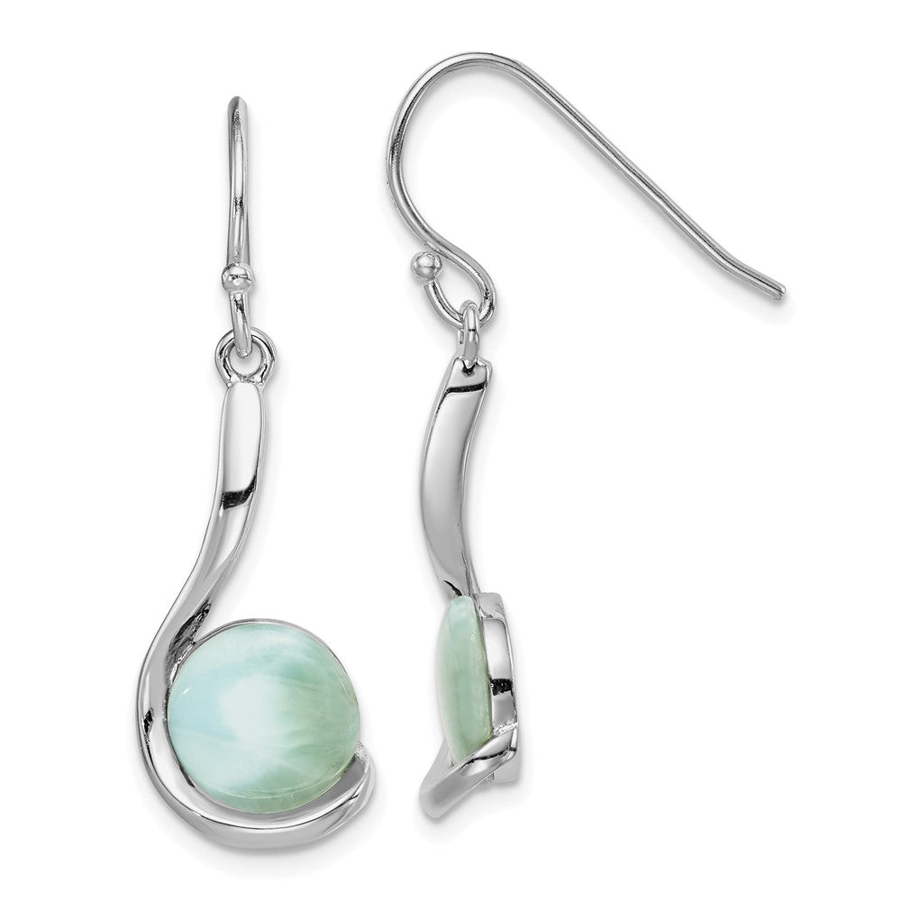 Sterlingsilber Rhodiniert Larimar Wirbel Ohrhänger