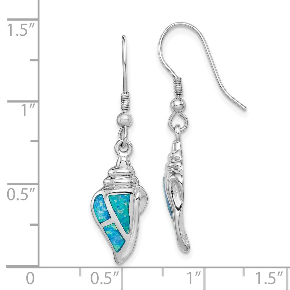 Sterlingsilber Rhodiniert Erzeugt Blau Opal Seashell Ohrhänger