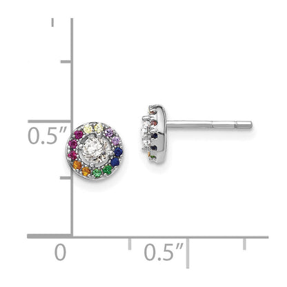 Sterlingsilber Prizma Rhodiniert Bunt und Weiß Zirkonia Kreis Ohrstecker