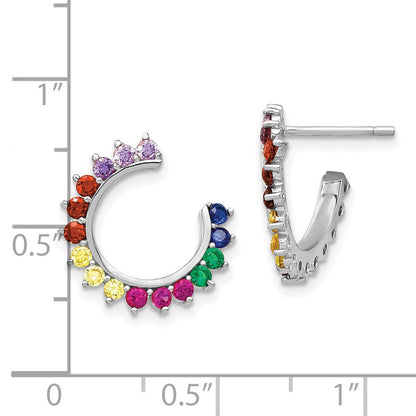 Sterlingsilber Prizma Rhodiniert Bunt Zirkonia Offen Creole Ohrstecker
