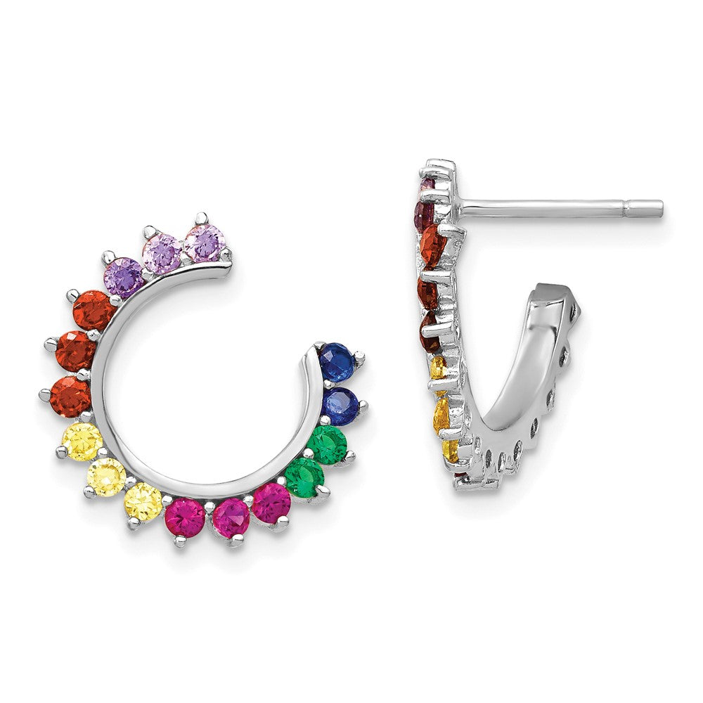 Sterlingsilber Prizma Rhodiniert Bunt Zirkonia Offen Creole Ohrstecker