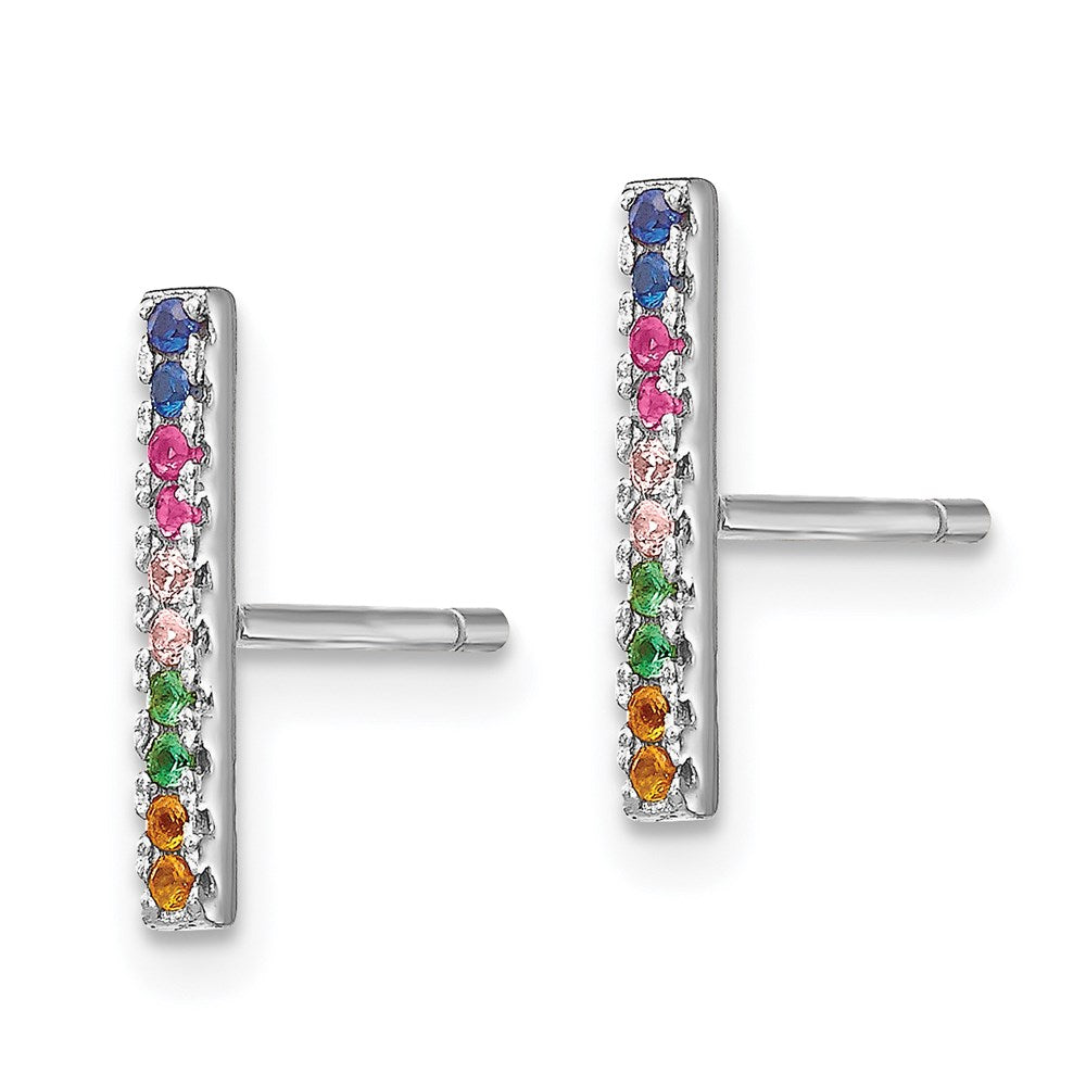 Sterlingsilber Prizma Rhodiniert Bunt Zirkonia Stab Ohrstecker