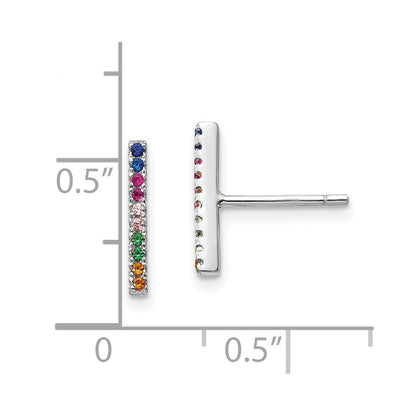 Sterlingsilber Prizma Rhodiniert Bunt Zirkonia Stab Ohrstecker