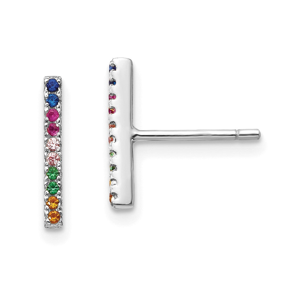 Sterlingsilber Prizma Rhodiniert Bunt Zirkonia Stab Ohrstecker