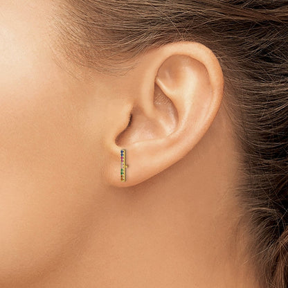 Sterlingsilber Prizma Goldfarben 14K Glanz Vergoldet Bunt Zirkonia Stab Ohrstecker