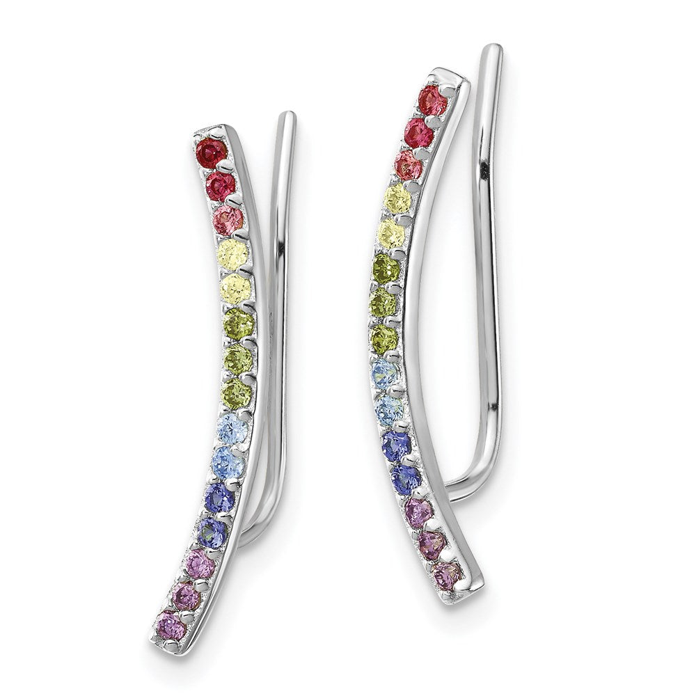 Sterlingsilber Prizma Rhodiniert Bunt Zirkonia Ohr Climbers