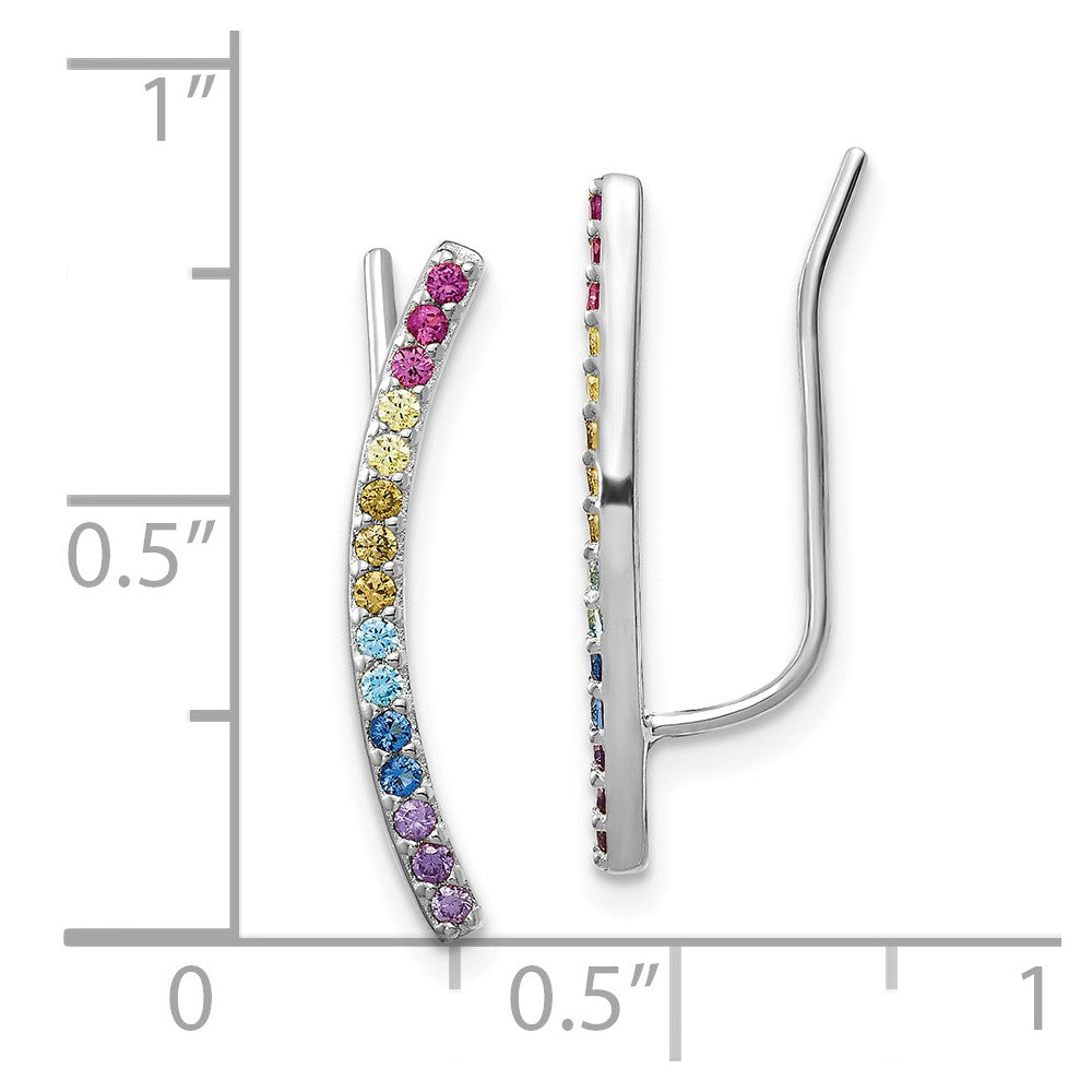 Sterlingsilber Prizma Rhodiniert Bunt Zirkonia Ohr Climbers