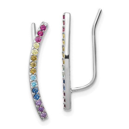 Sterlingsilber Prizma Rhodiniert Bunt Zirkonia Ohr Climbers