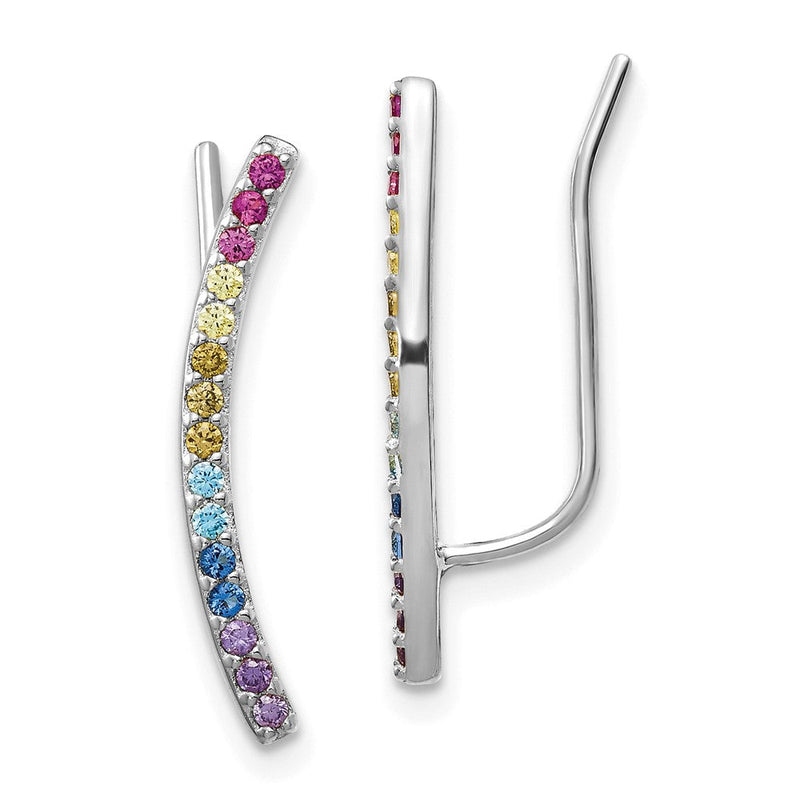 Sterlingsilber Prizma Rhodiniert Bunt Zirkonia Ohr Climbers