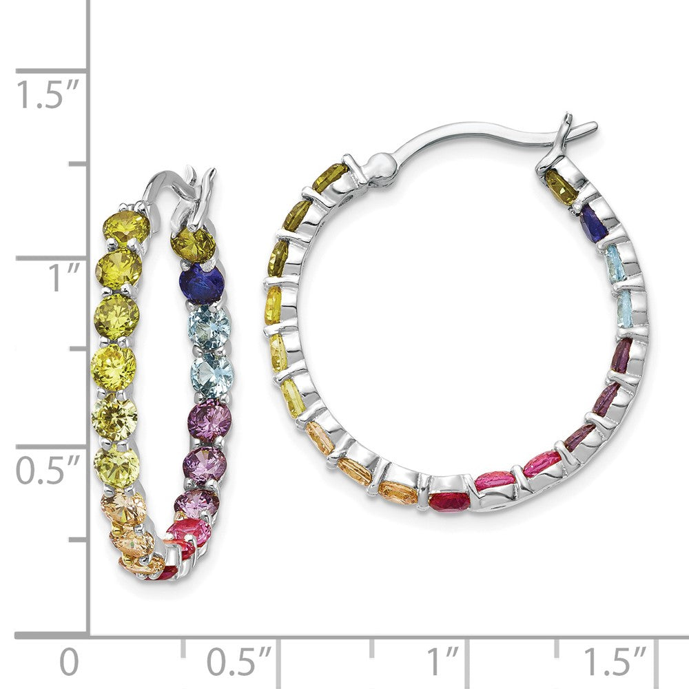 Sterlingsilber Prizma Rhodiniert in und Außen 3mm Bunt Zirkonia Creolen