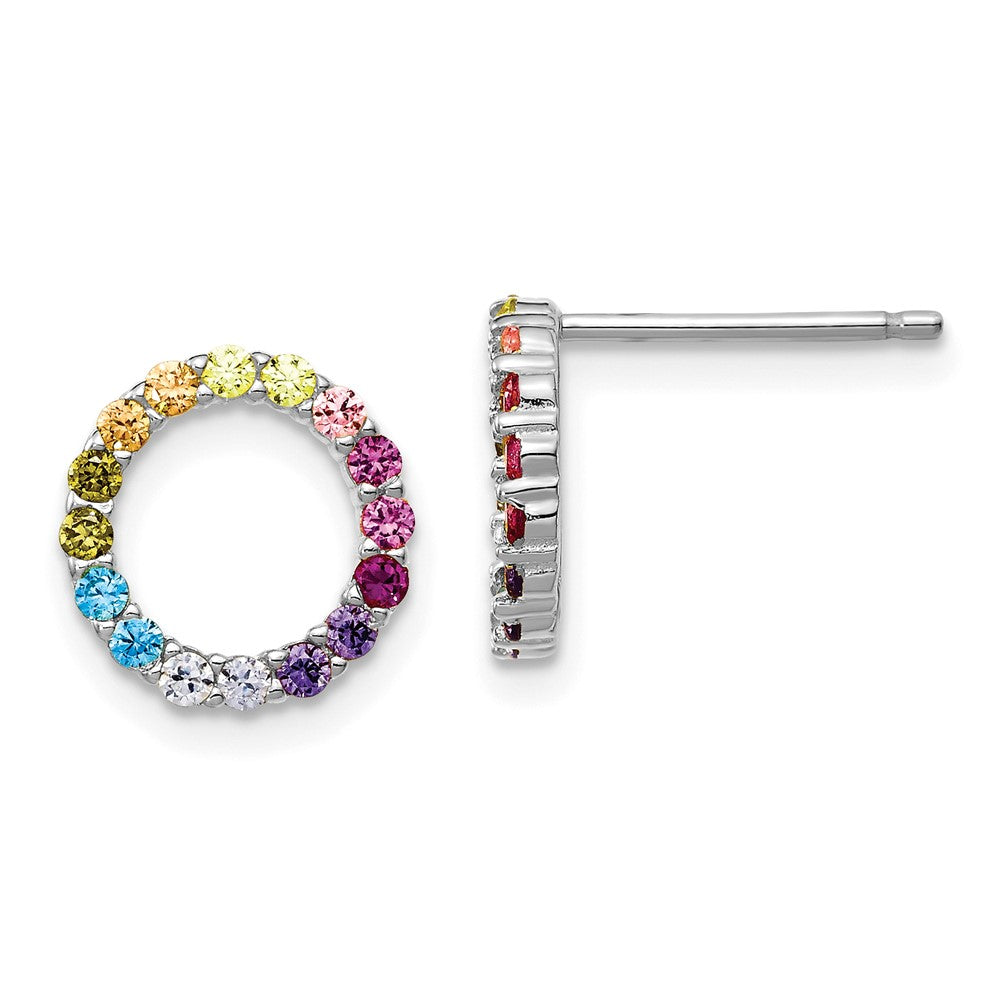Sterlingsilber Prizma Rhodiniert Bunt Zirkonia Offen Kreis Ohrstecker