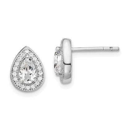 Sterlingsilber Rhodiniert Zirkonia Ohrstecker