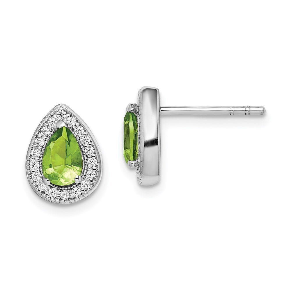 Sterlingsilber Rhodiniert Grün und Klar Zirkonia Ohrstecker